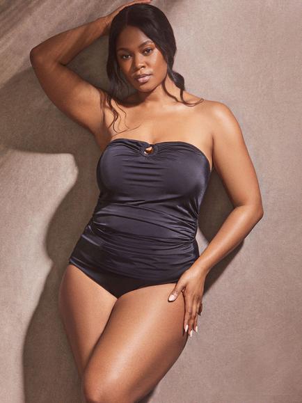 Live Unlimited Curve Bandeau Tankini Top, Black, Black