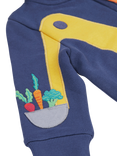 Frugi Kids' Carbis Cotton Fleece Zip Hoodie, Navy Blue/Multi