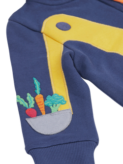 Frugi Kids' Carbis Cotton Fleece Zip Hoodie, Navy Blue/Multi - view 2, Navy Blue/Multi