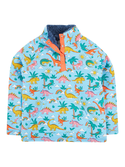 Frugi Kids' Snuggle Cotton Fleece Dinosaur Jumper, Multi, Multi