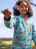 Frugi Kids' Snuggle Cotton Fleece Dinosaur Jumper, Multi