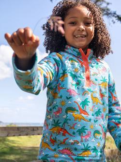 Frugi Kids' Snuggle Cotton Fleece Dinosaur Jumper, Multi - view 2, Multi