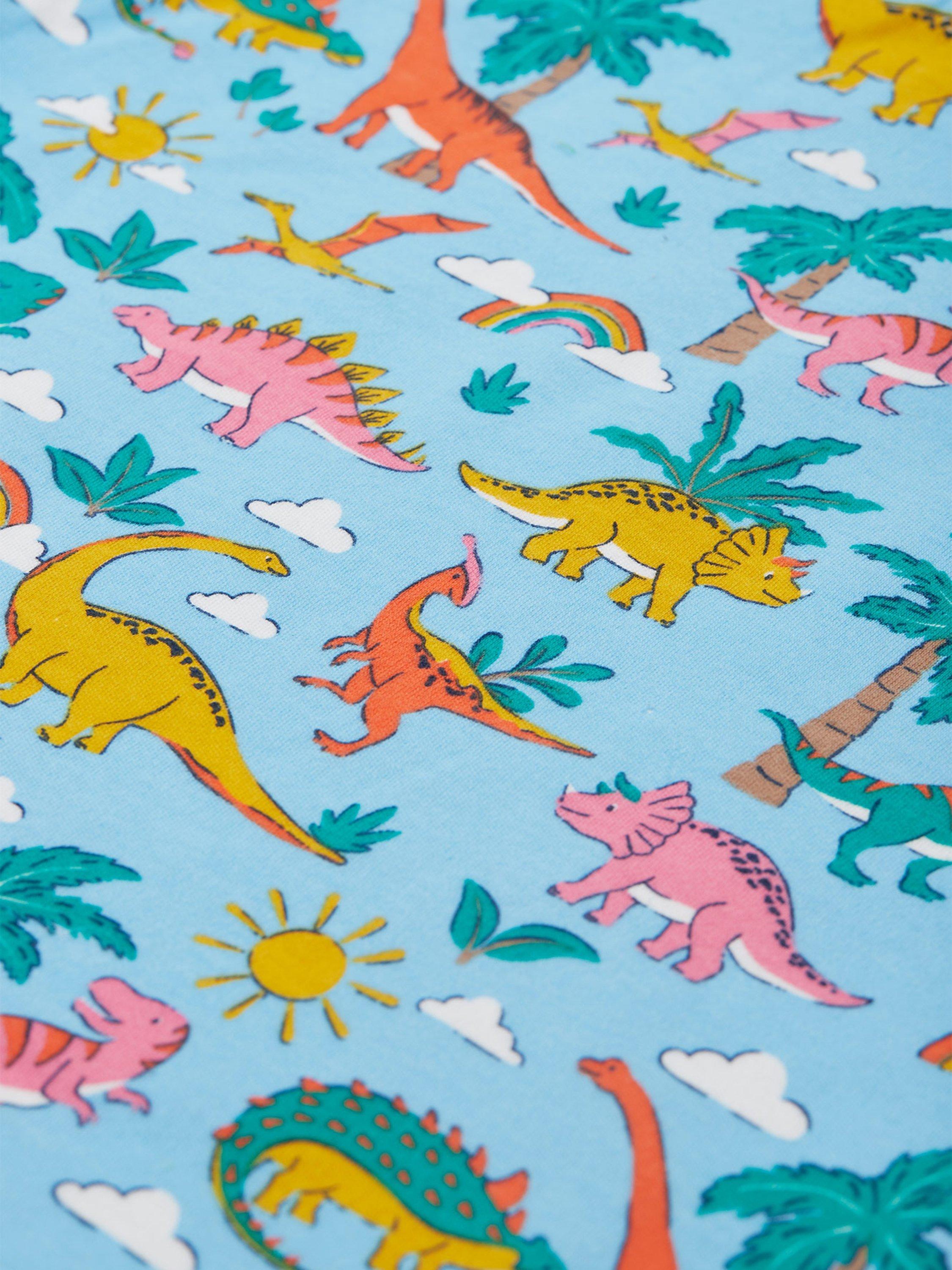 Product image 6 of 6, which shows Frugi Kids' Snuggle Cotton Fleece Dinosaur Jumper, Multi, 9-12 months