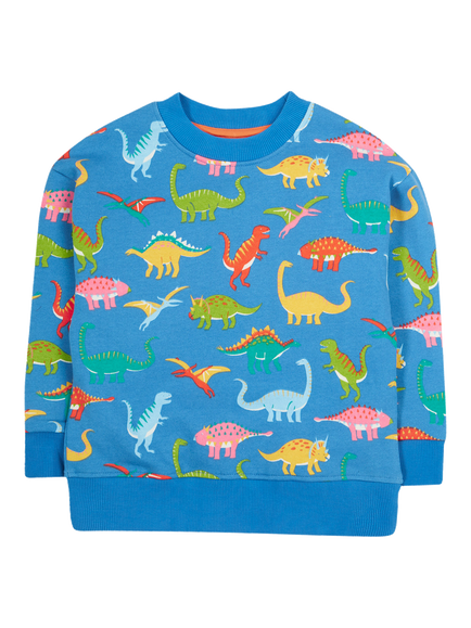 Frigi Kids' Superb Organic Cotton Dinosaur Sweatshirt, Cobalt, Cobalt