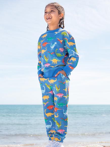 Frigi Kids' Superb Organic Cotton Dinosaur Sweatshirt, Cobalt - view 2, Cobalt
