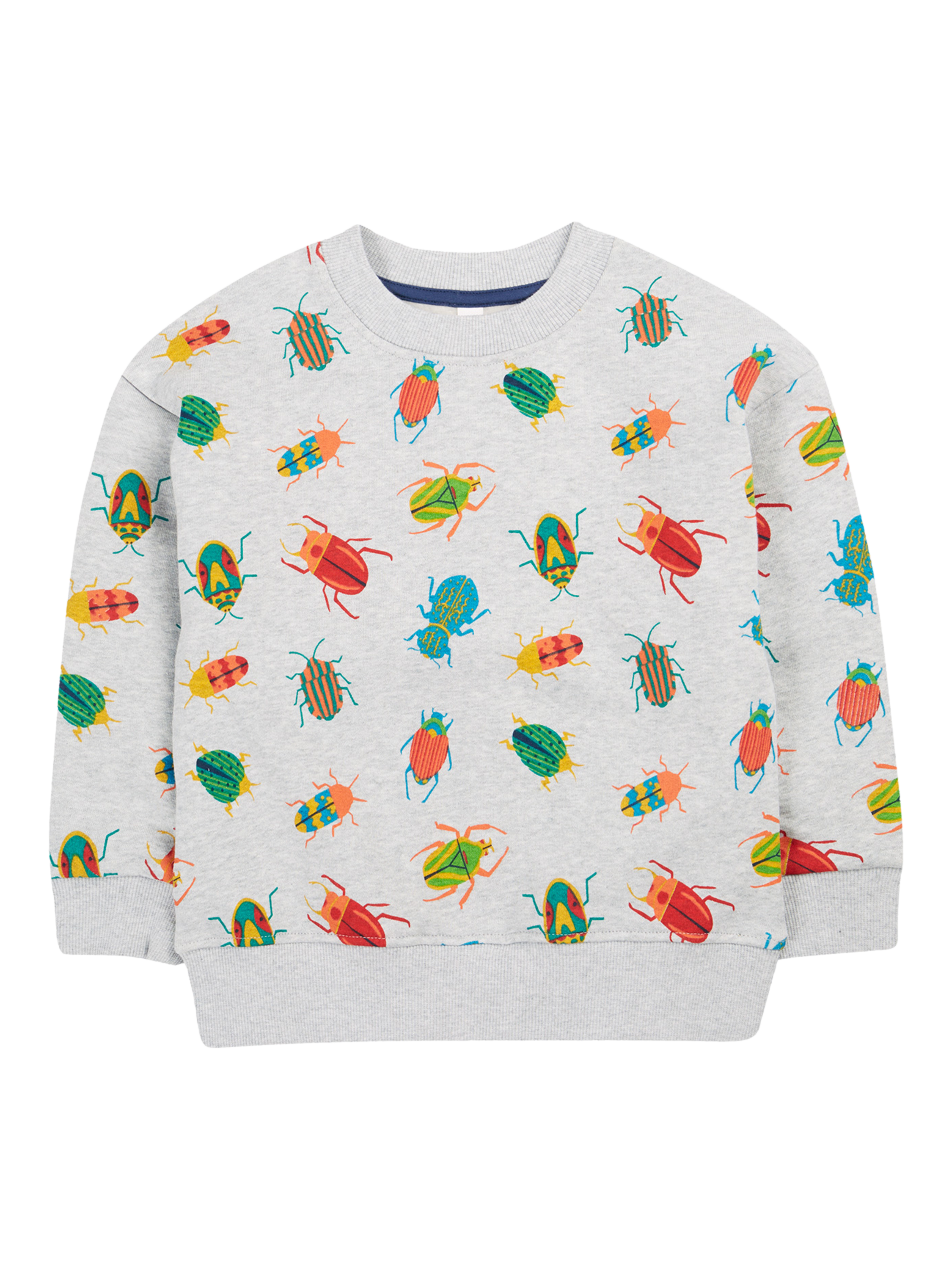 Frugi Kids' Superb Organic Cotton Bright Beetle Print Sweatshirt, Grey/Multi