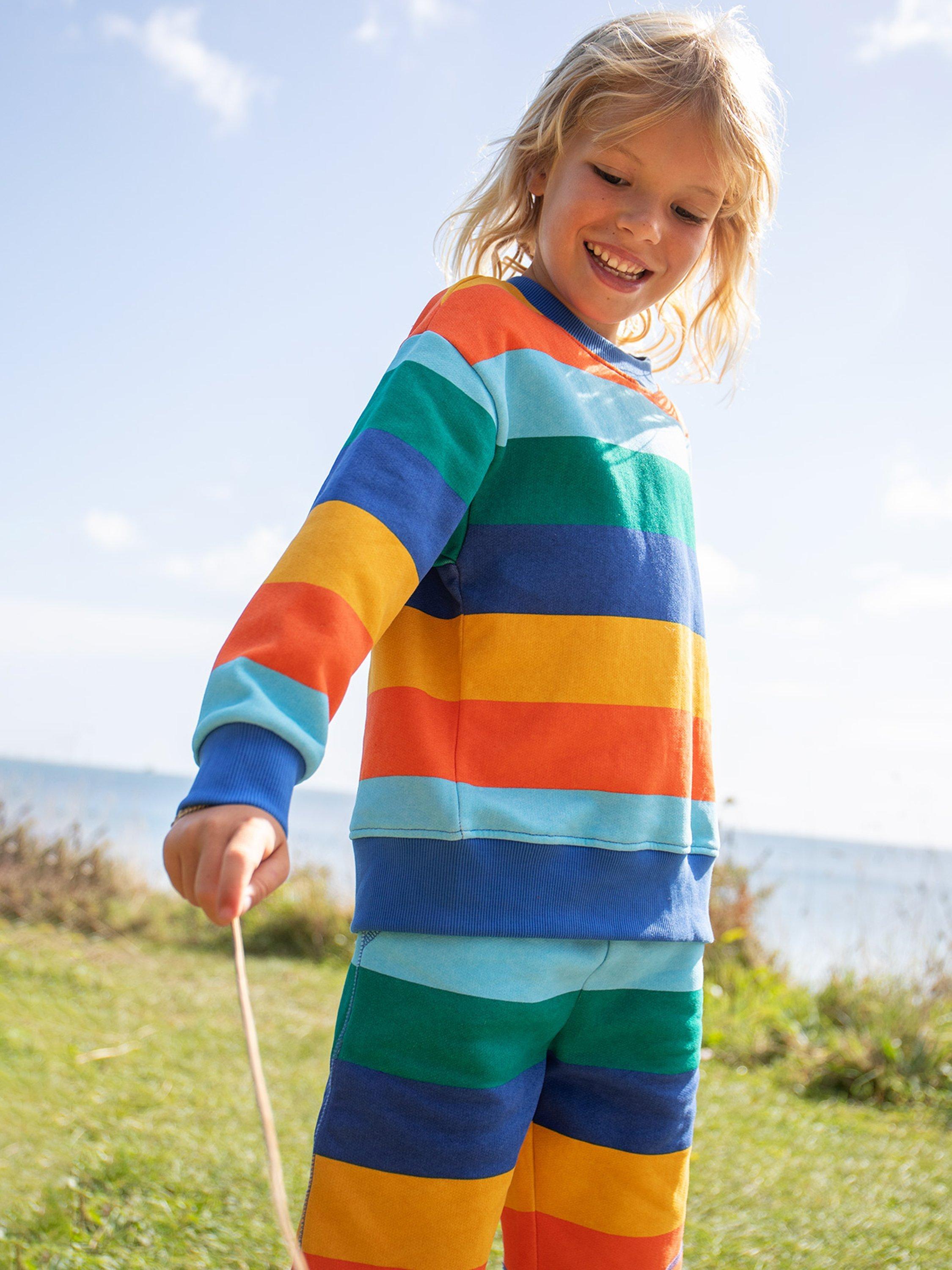 Product image 2 of 6, which shows Frugi Kids' Superb Organic Cotton Striped Sweatshirt, Multi, 2-3 years