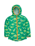 Frugi Kids' Rain or Shine Dinosaur Waterproof Jacket, Green
