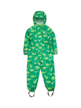 Frugi Kids' Rain or Shine Dinosaur Waterproof Rain Suit, Green