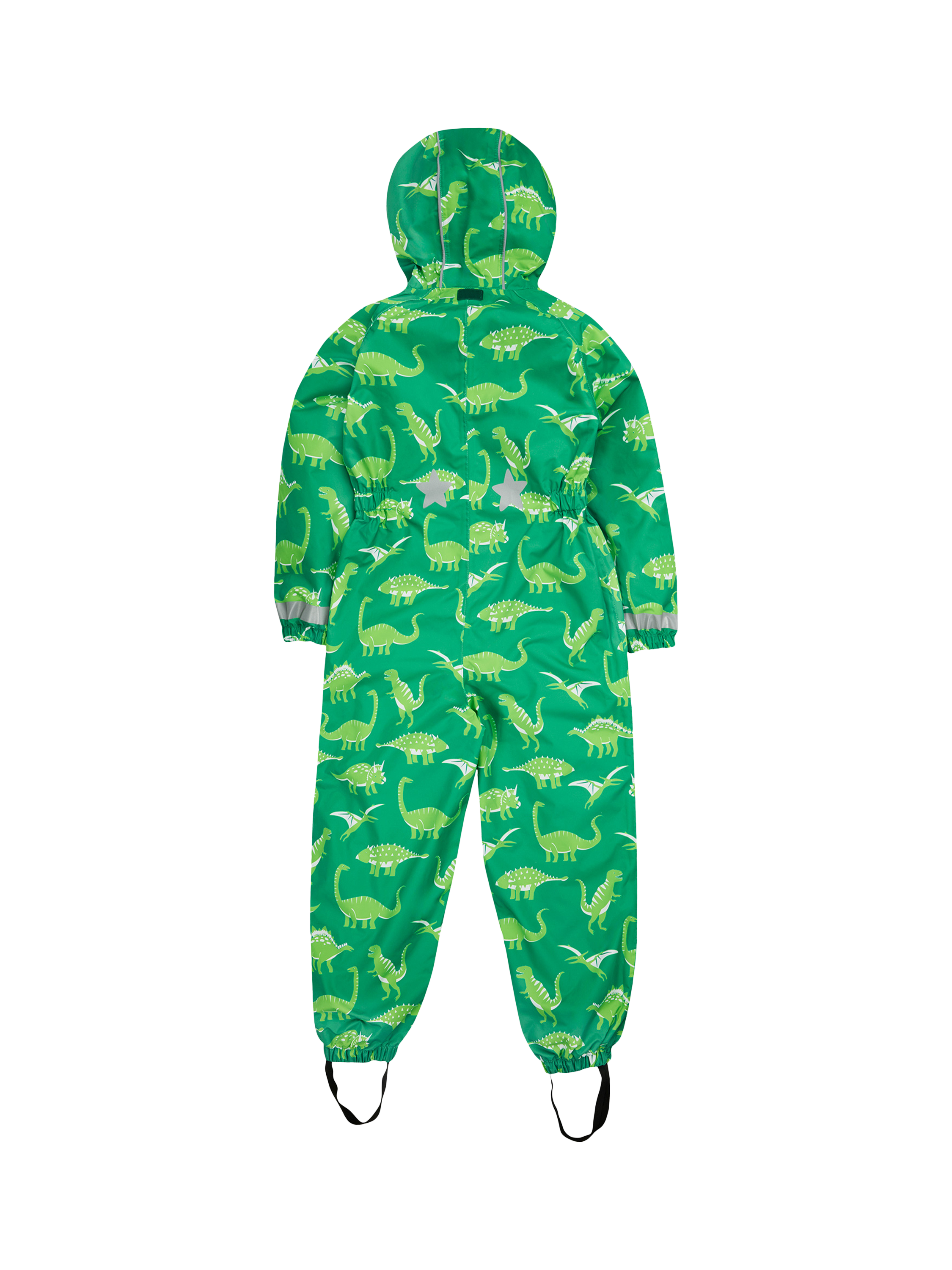 Product image 3 of 7, which shows Frugi Kids' Rain or Shine Dinosaur Waterproof Rain Suit, Green, 1-2 years
