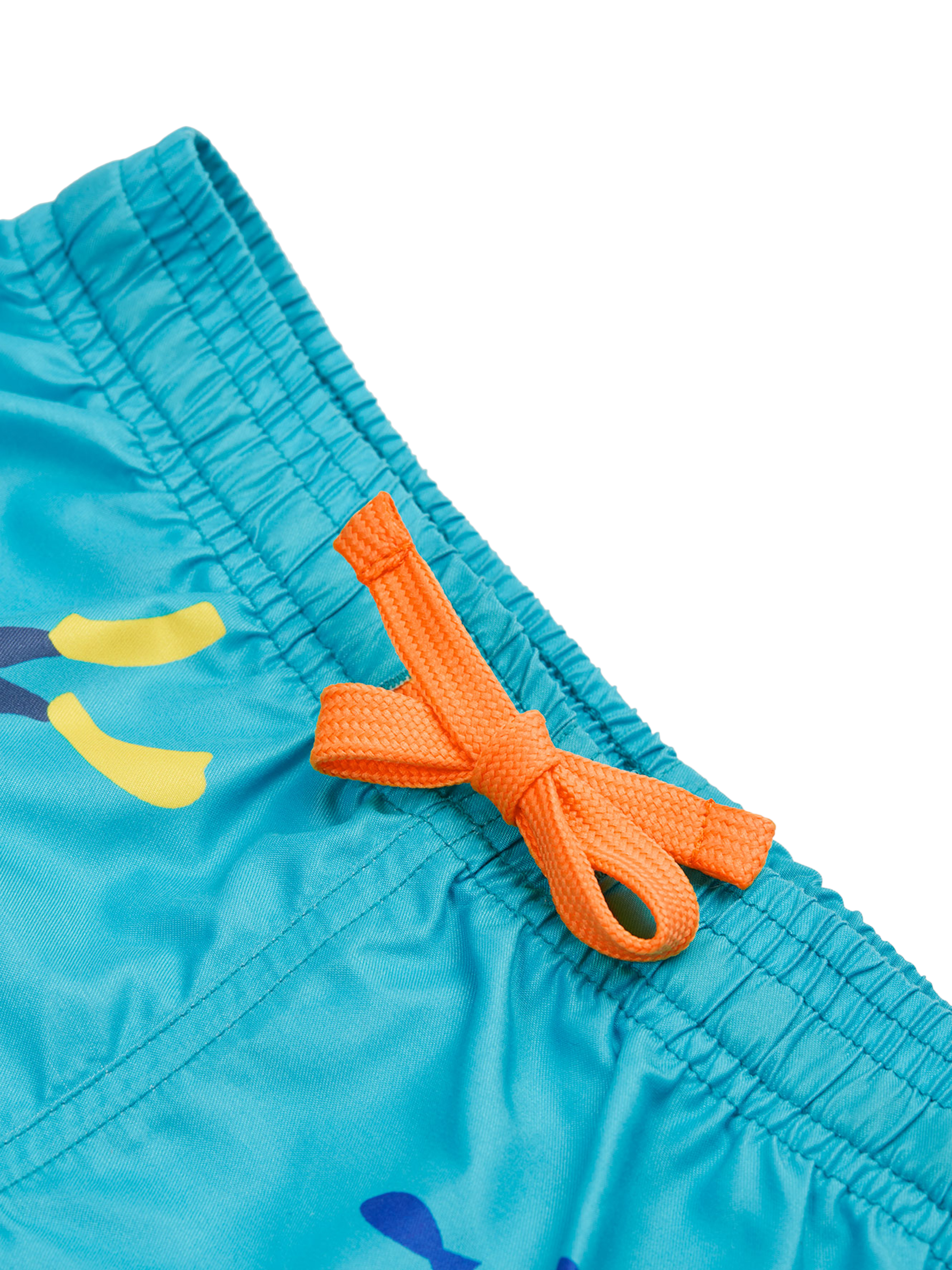 Product image 2 of 5, which shows Frugi Kids' Polkerris Board Shorts, Tropical Sea/Diver, 2-3 years