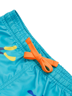 Frugi Kids' Polkerris Board Shorts, Tropical Sea/Diver - view 2, Tropical Sea/Diver