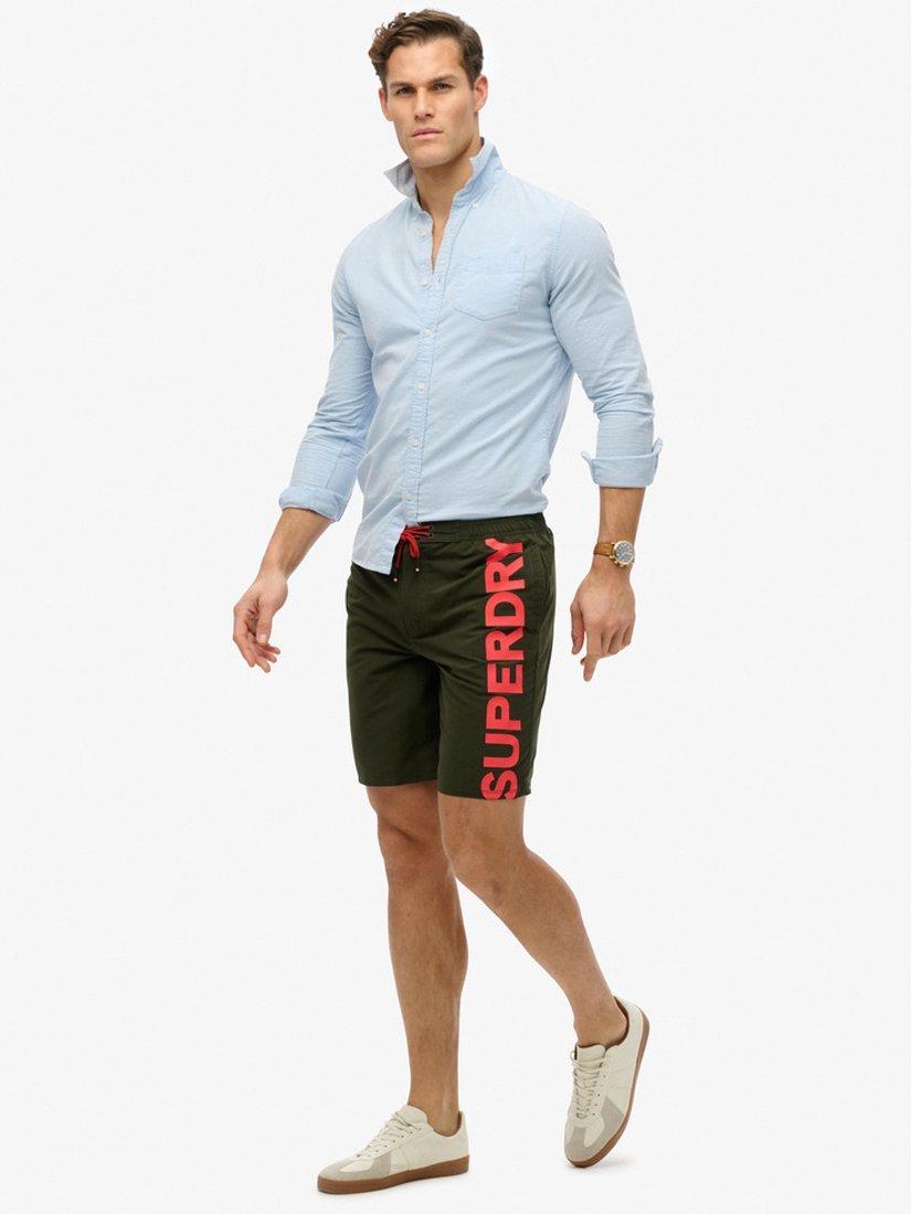 Product image 3 of 7, which shows Superdry Classic 19" Logo Board Shorts, Olive Green, S