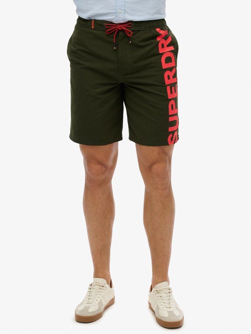 Product image 4 of 7, which shows Superdry Classic 19" Logo Board Shorts, Olive Green, S