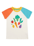 Frugi Kids' Rafe Organic Cotton Vegetable Pals Raglan T-Shirt, Multi