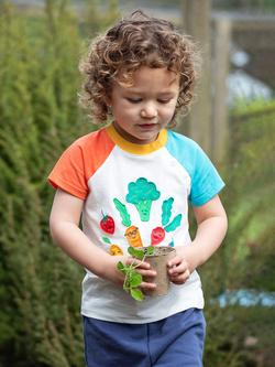Frugi Kids' Rafe Organic Cotton Vegetable Pals Raglan T-Shirt, Multi - view 2, Multi