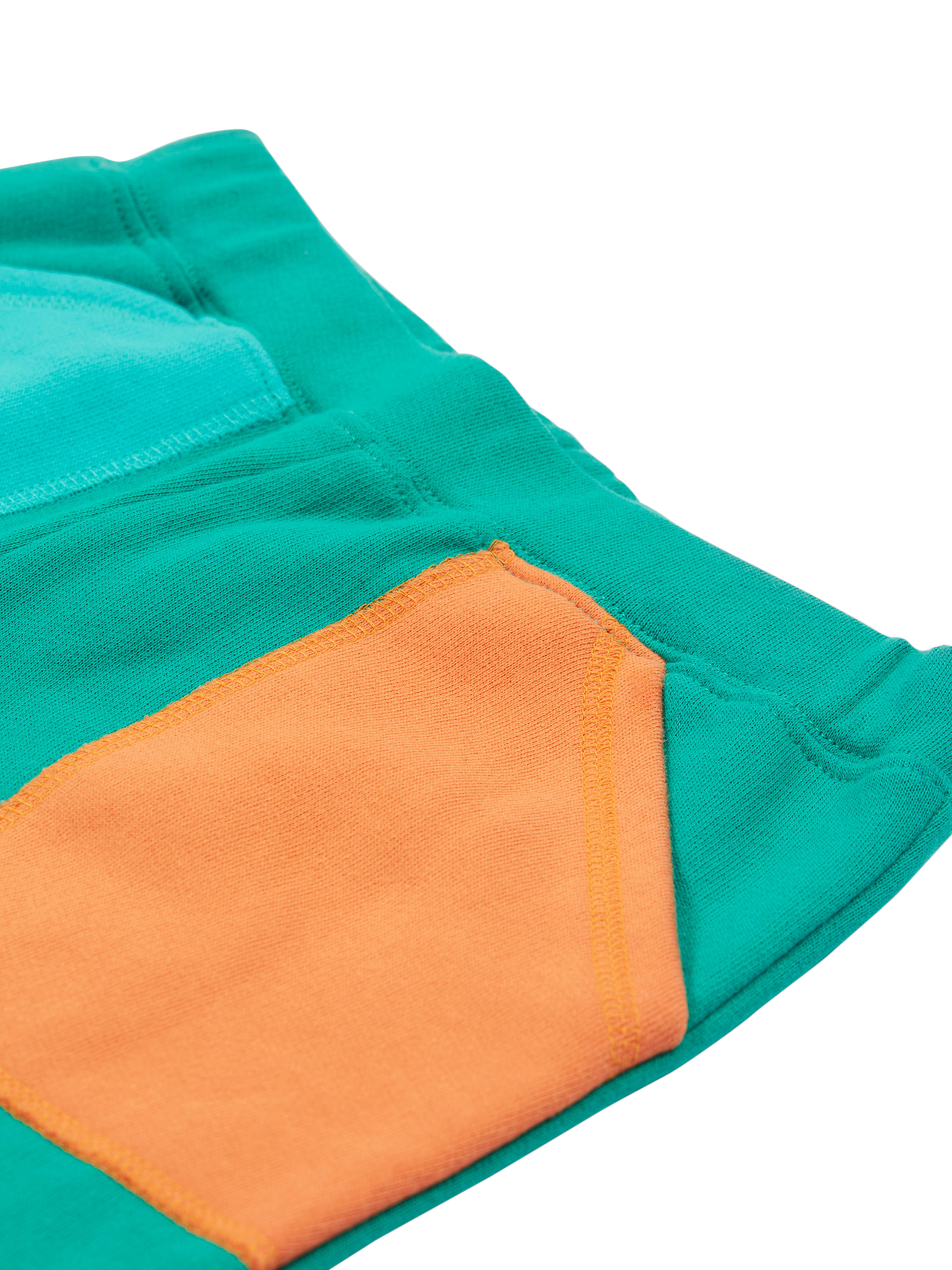 Product image 4 of 5, which shows Frugi Kids' Organic Cotton Colour Block Joggers, Iguana/Multi, 2-3 years