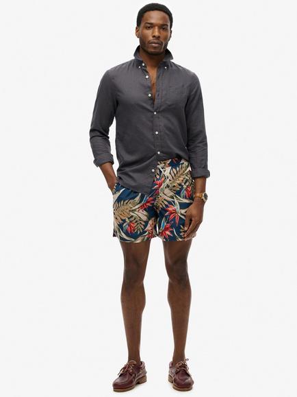 Superdry Hawaiian Print 17" Swim Shorts, Navy