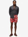 Superdry Hawaiian Print 17" Swim Shorts, Botanical Red