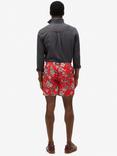 Superdry Hawaiian Print 17" Swim Shorts, Botanical Red