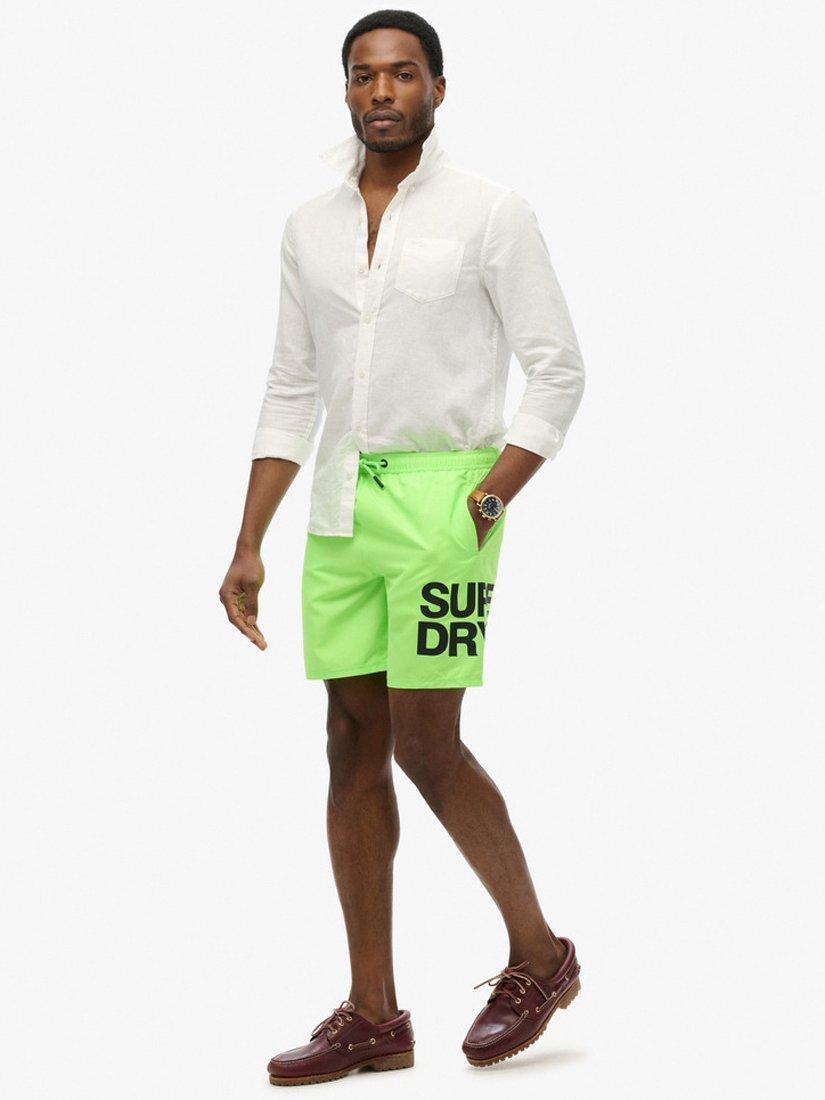 Product image 3 of 7, which shows Superdry Sportswear Logo 17" Swim Shorts, Neon Green, S