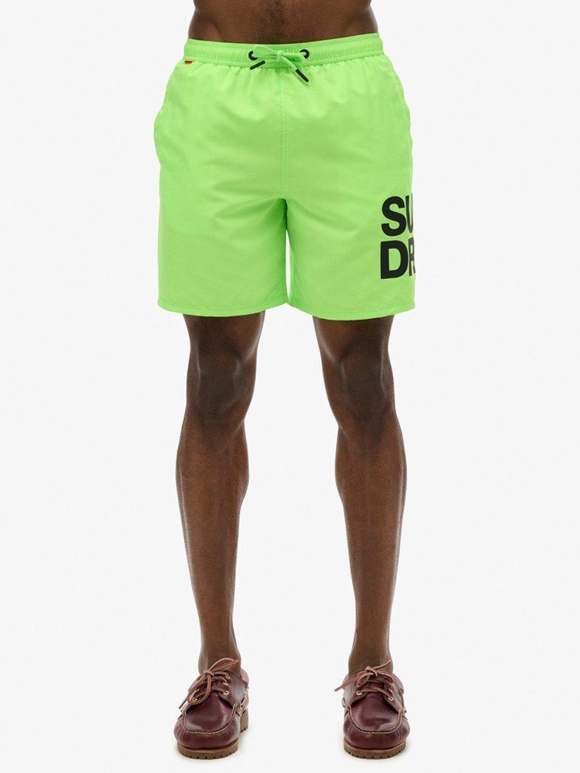 Product image 4 of 7, which shows Superdry Sportswear Logo 17" Swim Shorts, Neon Green, S