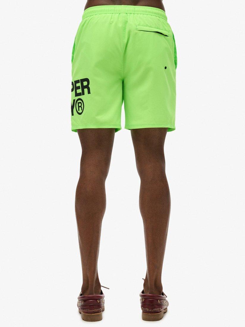 Product image 5 of 7, which shows Superdry Sportswear Logo 17" Swim Shorts, Neon Green, S