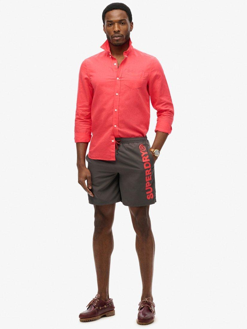Product image 1 of 7, which shows Superdry Sport Graphic 17" Swim Shorts, Charcoal, S