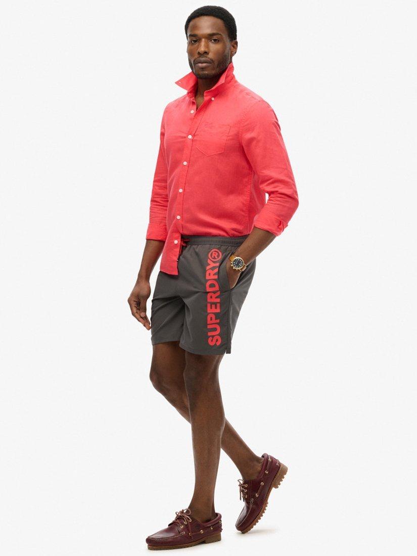 Product image 3 of 7, which shows Superdry Sport Graphic 17" Swim Shorts, Charcoal, S
