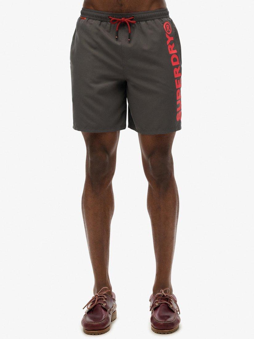 Product image 4 of 7, which shows Superdry Sport Graphic 17" Swim Shorts, Charcoal, S