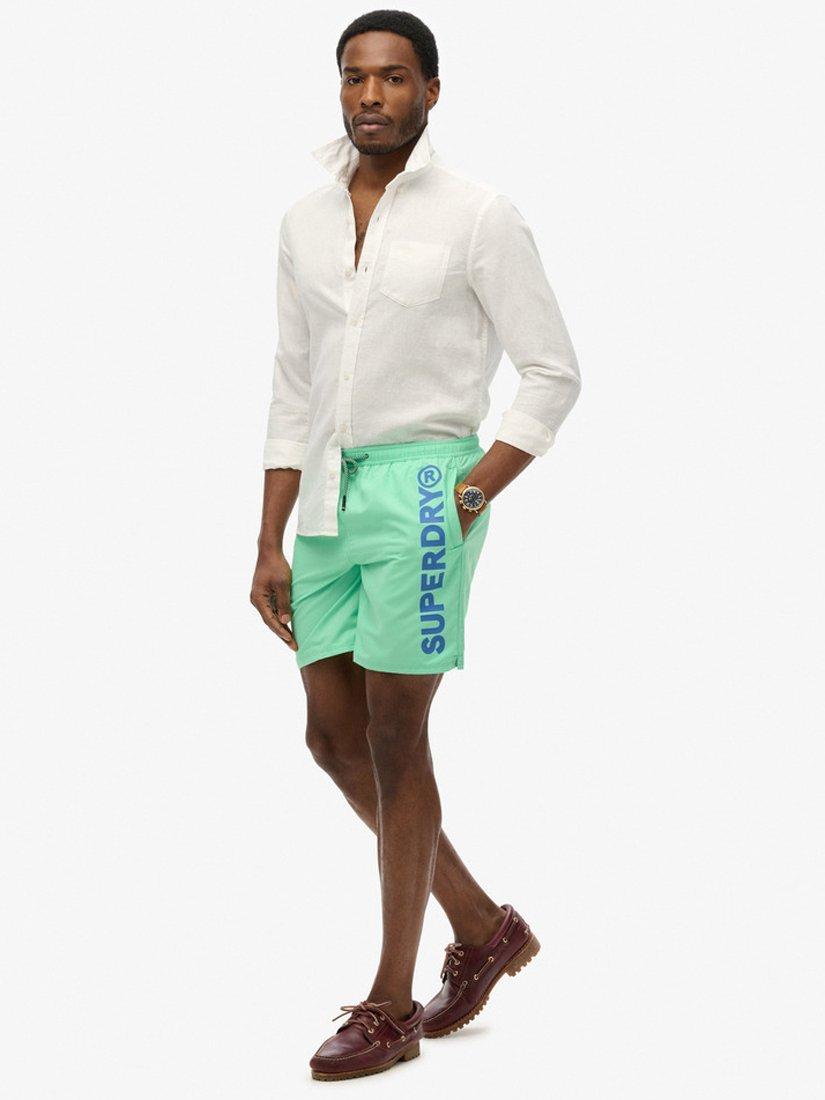 Product image 3 of 7, which shows Superdry Sport Graphic 17" Swim Shorts, Spring Bud Green, S