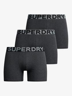 Superdry Classic Fit Boxers, Pack of 3, Raven Black Marl