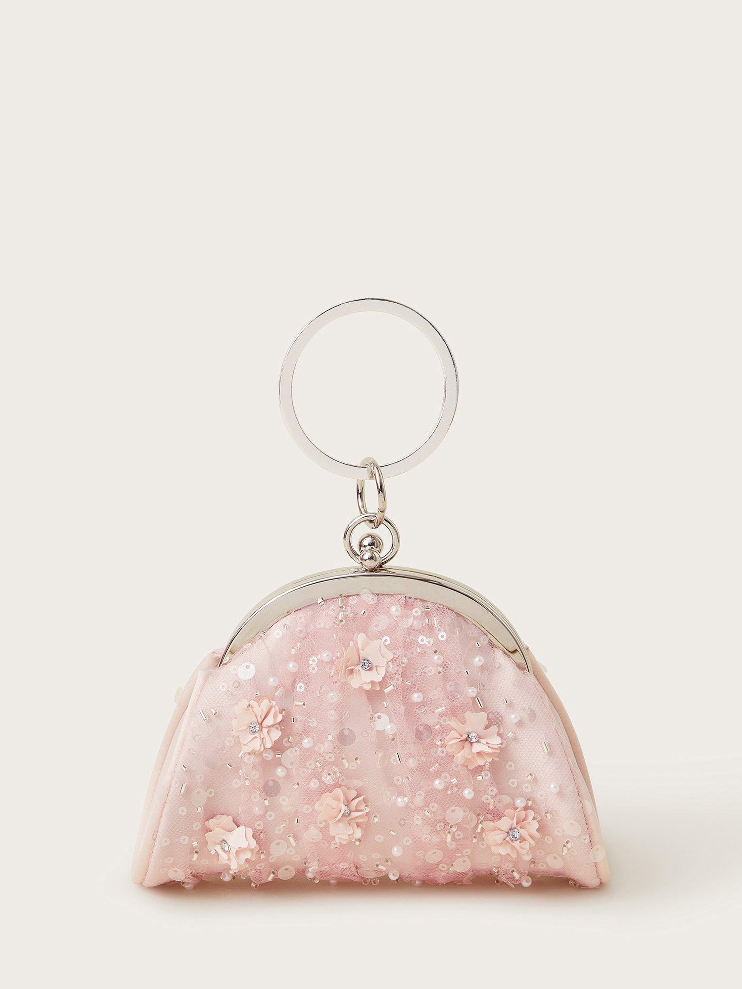 Product image 1 of 4, which shows Monsoon Kids' Embroidered Tulle Bangle Mini Bag, Pink