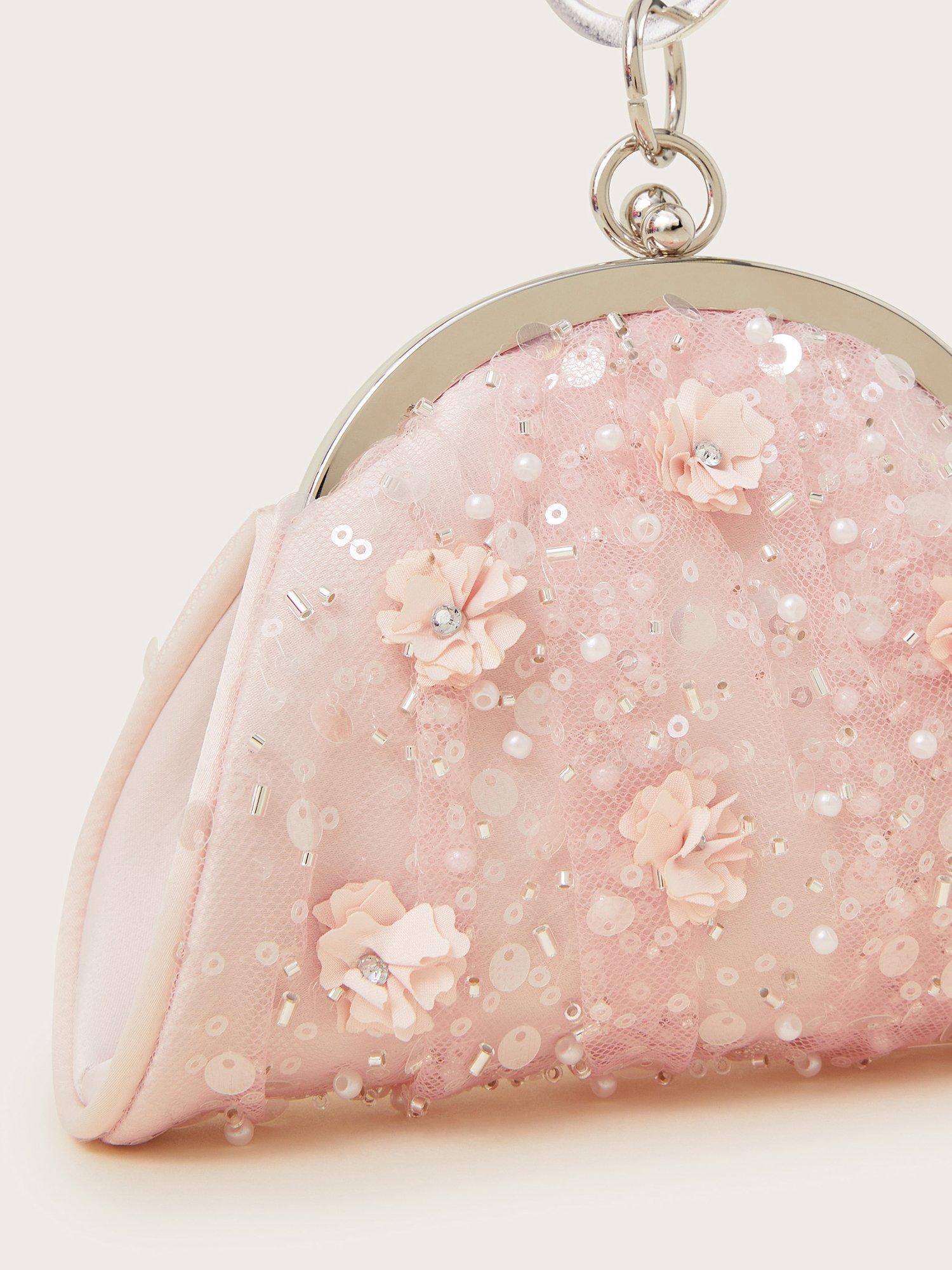 Product image 3 of 4, which shows Monsoon Kids' Embroidered Tulle Bangle Mini Bag, Pink