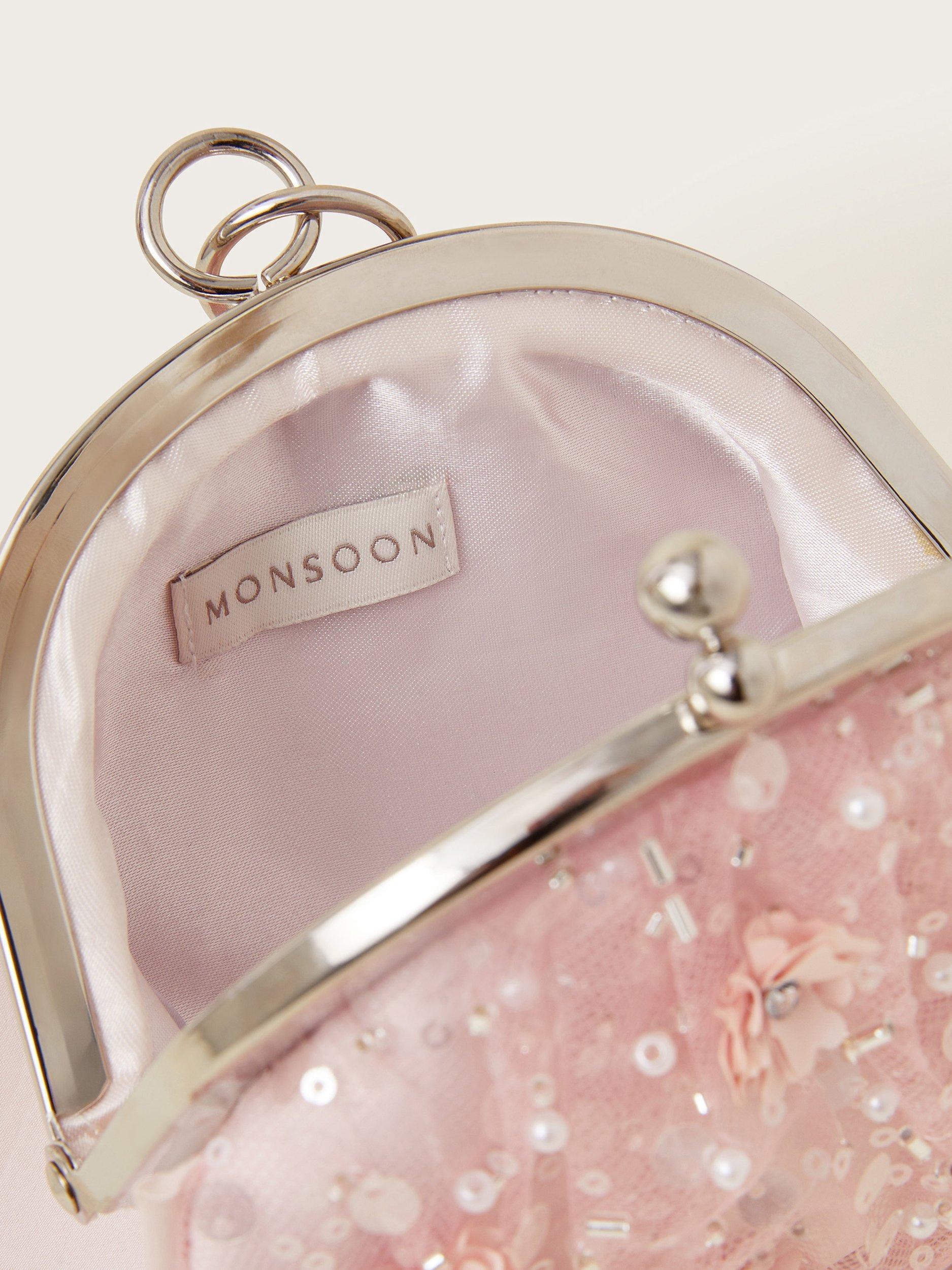 Product image 4 of 4, which shows Monsoon Kids' Embroidered Tulle Bangle Mini Bag, Pink