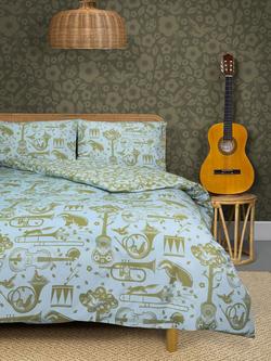 Mini Moderns Pet Sounds Duvet Cover Set, Blue/Green