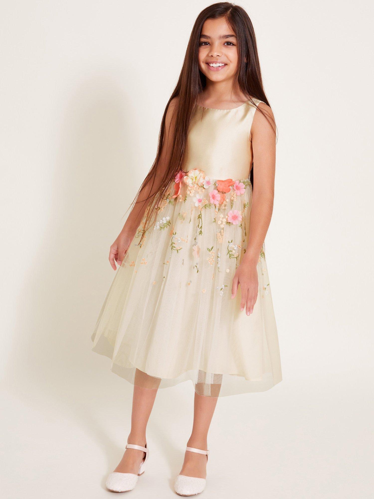 Monsoon Kids' Maggie Floral Dress, Ivory