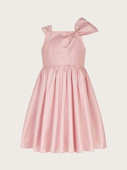 Monsoon Freya Taffeta Bow Dress, Pink - view 2, Pink