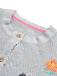 Frugi Kids' Cotton Long Sleeved Embroidered Cardigan, Grey Mid