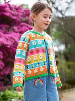 Frugi Kids' Daisy Fair Isle Pure Organic Cotton Cardigan, Multi - view 2, Multi