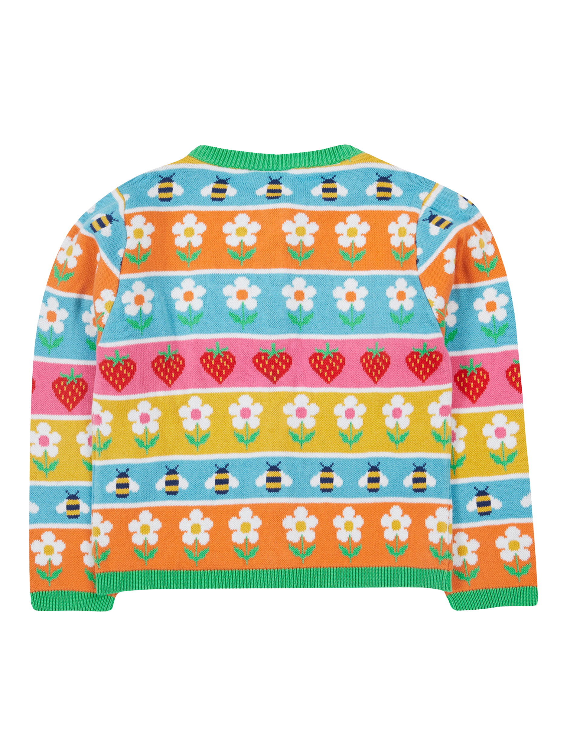 Product image 3 of 4, which shows Frugi Kids' Daisy Fair Isle Pure Organic Cotton Cardigan, Multi, 0-3 months