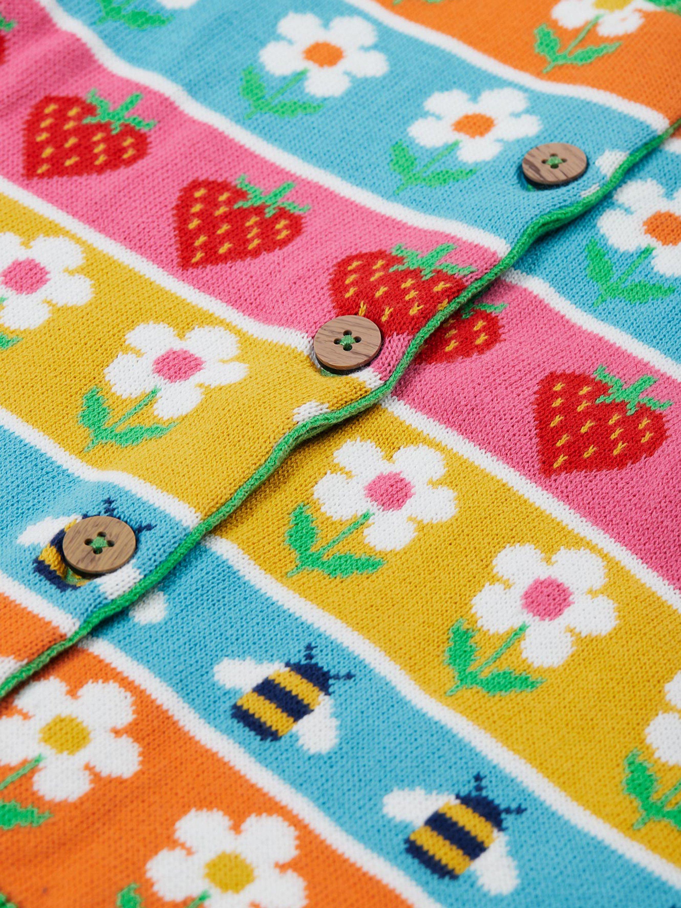 Product image 4 of 4, which shows Frugi Kids' Daisy Fair Isle Pure Organic Cotton Cardigan, Multi, 0-3 months