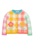 Frugi Kids' Maggie Cotton Long Sleeved Cardigan, Daisy Check, Daisy Check