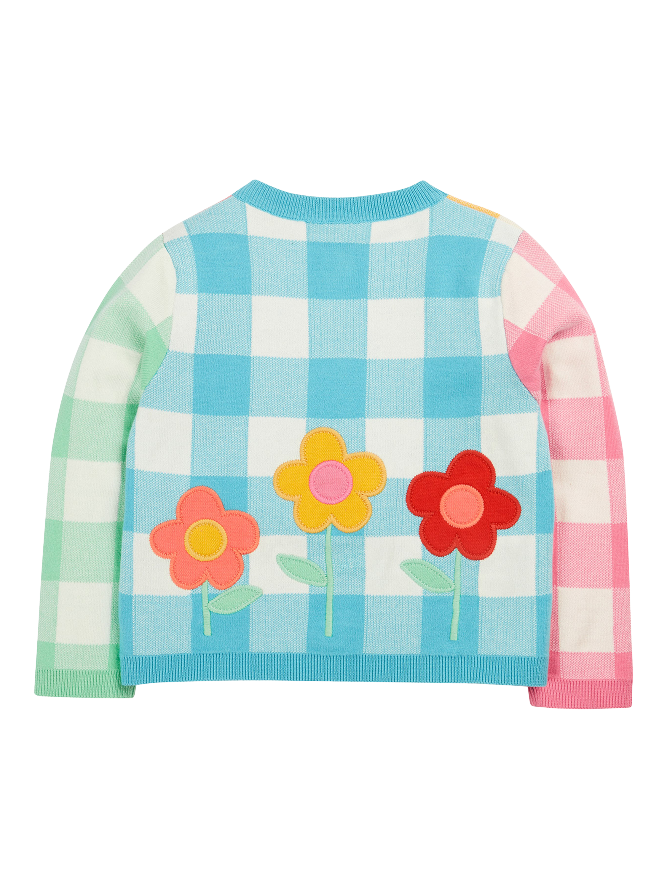 Product image 3 of 7, which shows Frugi Kids' Maggie Cotton Long Sleeved Cardigan, Daisy Check, 2-3 years
