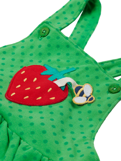 Frugi Kids' Enya Organic Cotton Applique Pinafore Dress, Green - view 2, Green