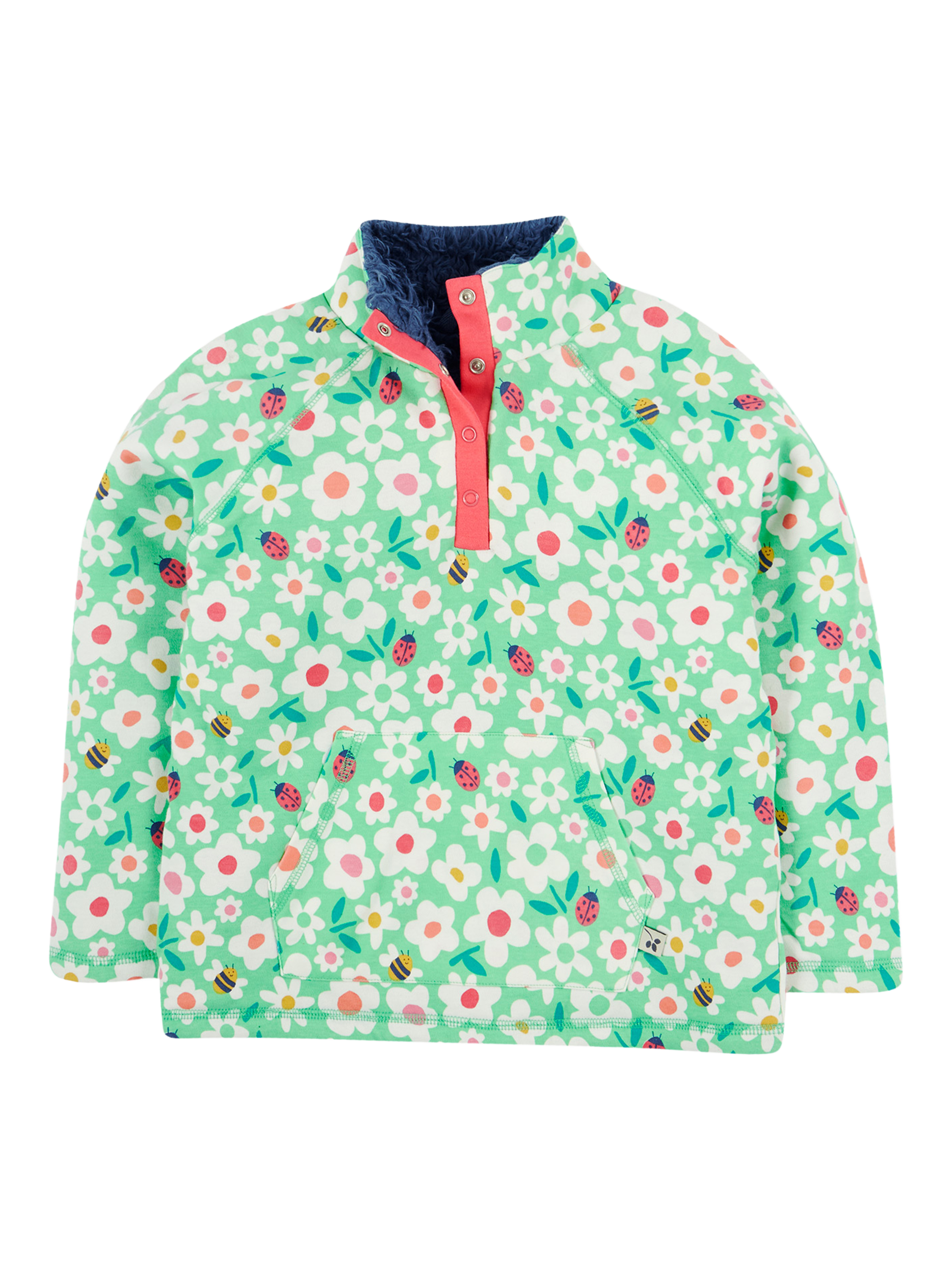 Product image 1 of 6, which shows Frugi Kids' Snuggle Cotton Fleece Floral Jumper, Multi, 9-12 months
