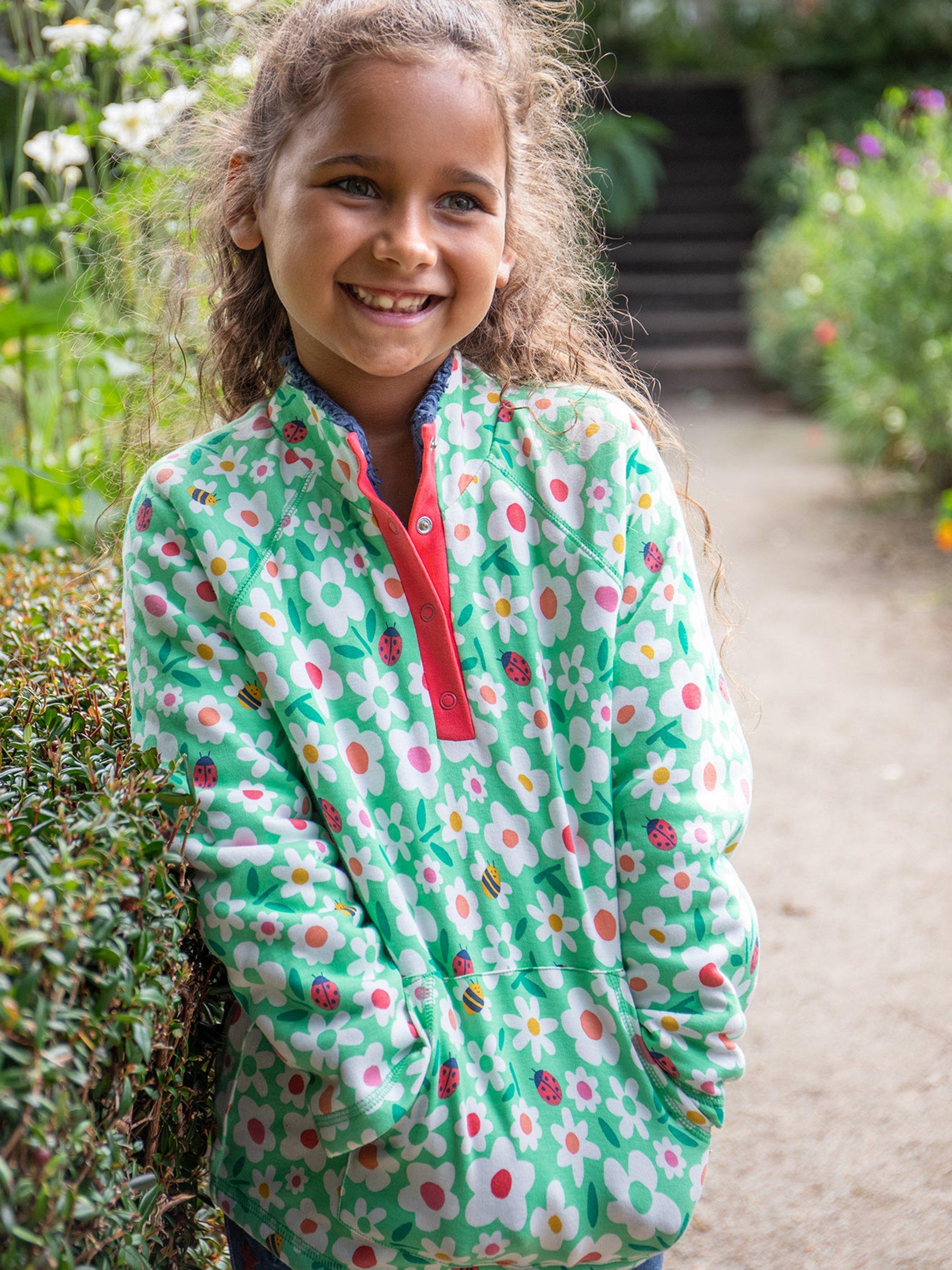 Product image 2 of 6, which shows Frugi Kids' Snuggle Cotton Fleece Floral Jumper, Multi, 9-12 months