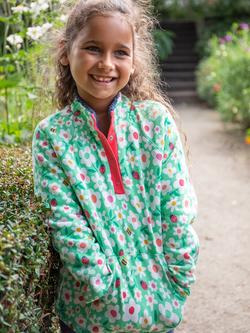 Frugi Kids' Snuggle Cotton Fleece Floral Jumper, Multi - view 2, Multi