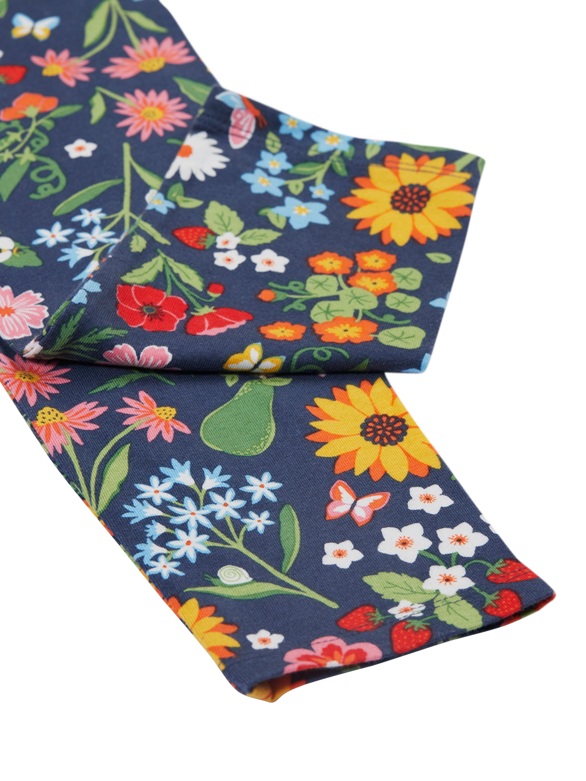Product image 3 of 5, which shows Frugi Kids' Libby Garden Organic Cotton Rich Leggings, Navy/Multi, 0-3 months