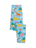 Frugi Kids' Libby Cotton Dinosaur Print Leggings, Bluebird Dinoland, Bluebird Dinoland